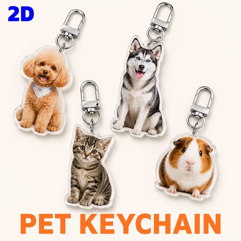 Pet Portrait Custom - Personalized Acrylic Keychain with Pet Portrait